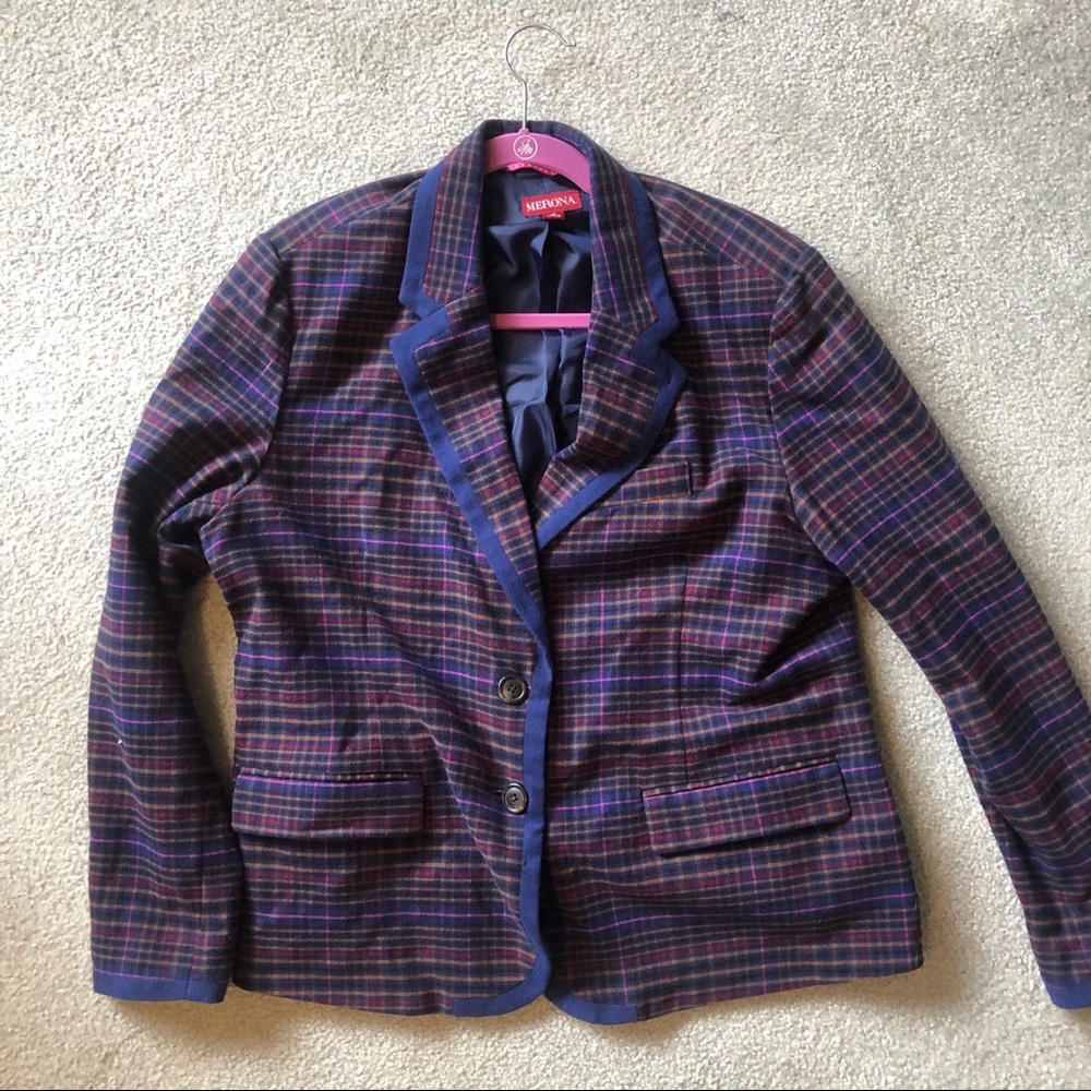 Plaid Wool Blend Blazer Size 18 from Merona
